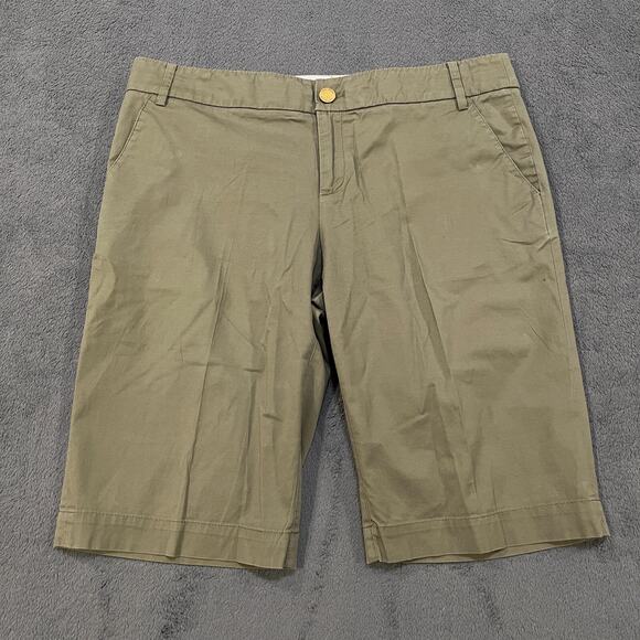 Tory Burch Brown Tan Bermuda Chino Casual Slash Pocket Shorts Women's Size 8 - Picture 1 of 9